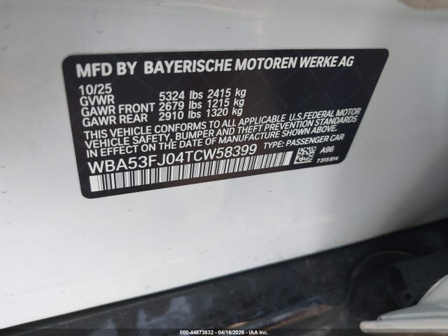 BMW 530i Xdrive 2026 WBA53FJ04TCW58399 Image 9