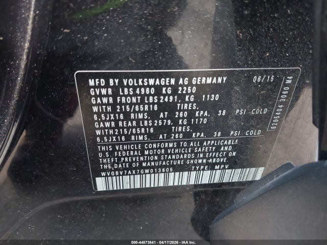 Продаж на аукціоні авто 2016 Volkswagen Tiguan S, vin: WVGBV7AX7GW013605, номер лоту: 44873841