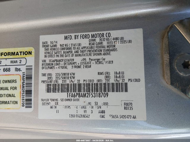 Ford Mustang V6 2015 1FA6P8AM2F5318709 Image 9
