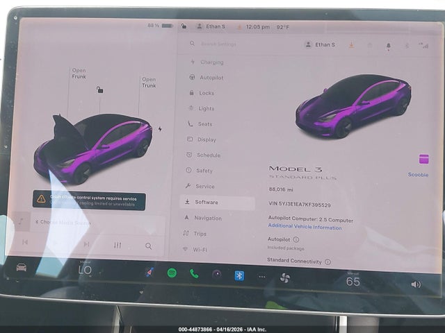 44873866 :رقم المزاد ، 5YJ3E1EA7KF395529 vin ، 2019 Tesla Model 3 مزاد بيع