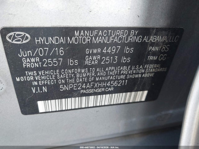 2017 HYUNDAI SONATA 5NPE24AFXHH456211 Photo 8