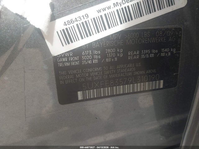2009 BMW X5 5UXFE83579L310190 Photo 8