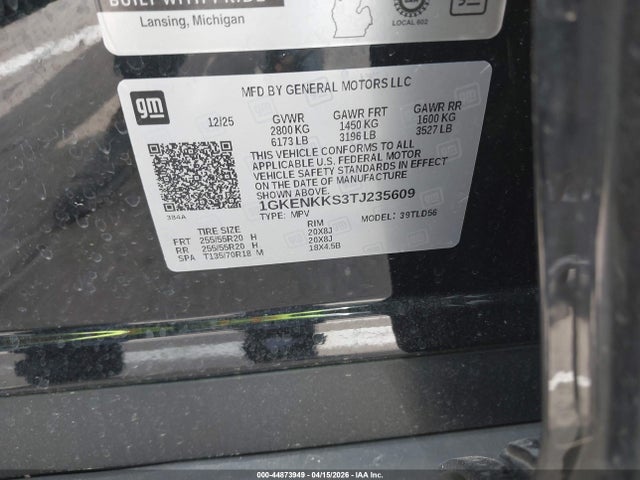 44873949 :رقم المزاد ، 1GKENKKS3TJ235609 vin ، 2026 Gmc Acadia Elevation Fwd مزاد بيع