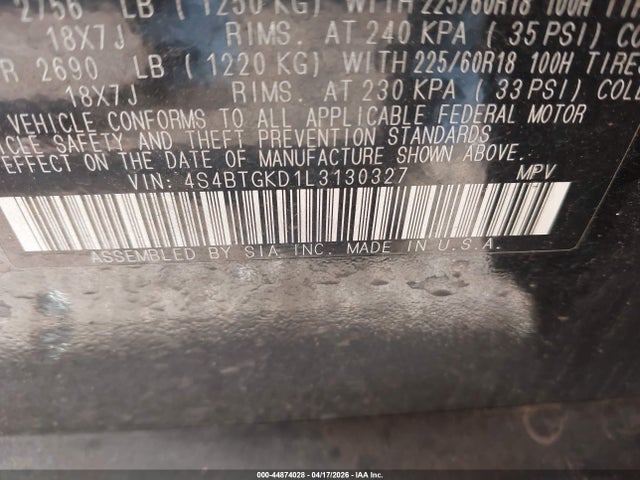 Продаж на аукціоні авто 2020 Subaru Outback Onyx Edition Xt, vin: 4S4BTGKD1L3130327, номер лоту: 44874028