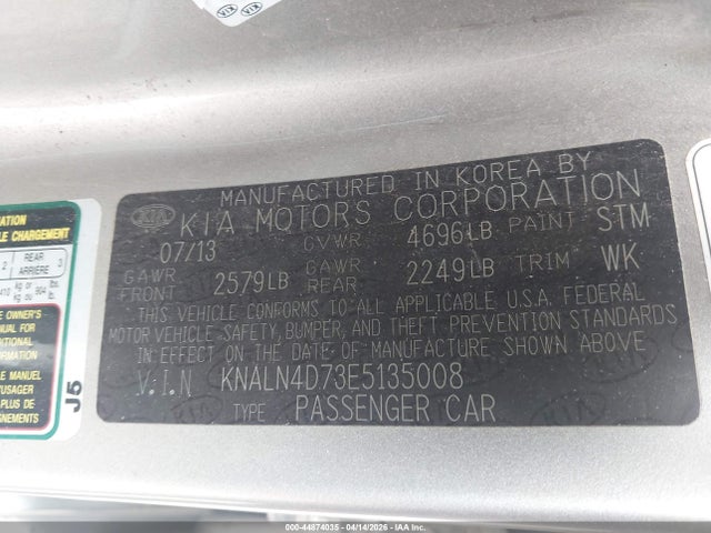 Aukcja sprzedaży 2014 Kia Cadenza Premium, vin: KNALN4D73E5135008, numer aukcji: 44874035