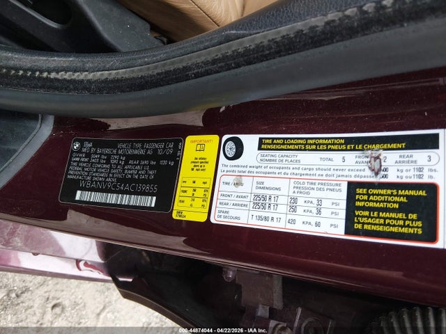 Aukcja sprzedaży 2010 Bmw 535i Xdrive, vin: WBANV9C54AC139855, numer aukcji: 44874044