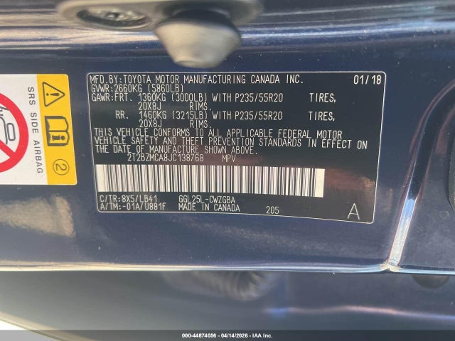 44874056 :رقم المزاد ، 2T2BZMCA8JC138768 vin ، 2018 Lexus Rx 350 مزاد بيع