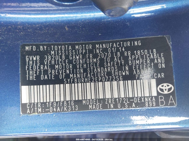 2014 TOYOTA COROLLA 5YFBURHE2EP077256 Photo 8