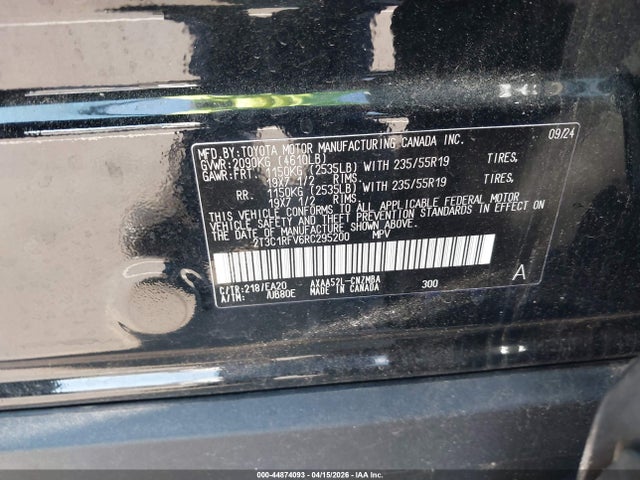 Продажа на аукционе авто 2024 Toyota Rav4 Xle Premium, vin: 2T3C1RFV6RC295200, номер лота: 44874093