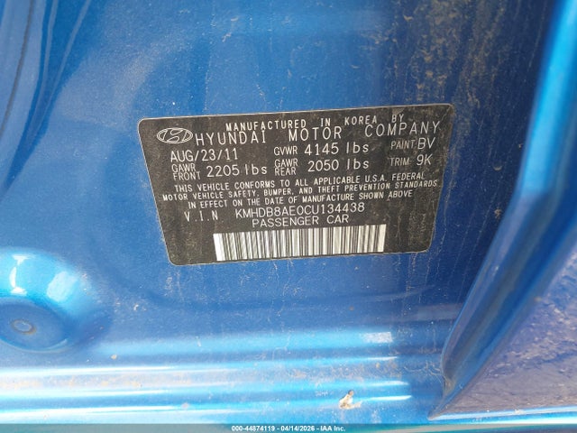 Продаж на аукціоні авто 2012 Hyundai Elantra Touring Gls, vin: KMHDB8AE0CU134438, номер лоту: 44874119