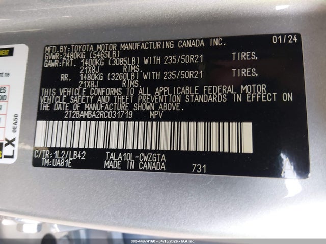 Продаж на аукціоні авто 2024 Lexus Rx 350 Premium Plus, vin: 2T2BAMBA2RC031719, номер лоту: 44874160