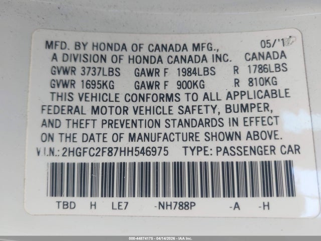 Honda CIVIC EX 2017 2HGFC2F87HH546975 Image 9