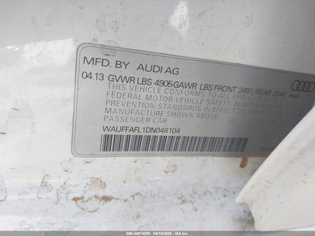 Продажа на аукционе авто 2013 Audi A4 2.0t Premium, vin: WAUFFAFL1DN046104, номер лота: 44874200