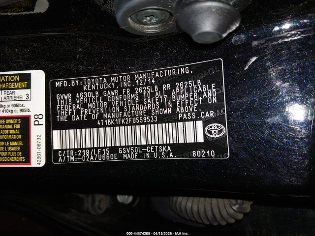 Toyota Camry Xse V6 2015 4T1BK1FK2FU559533 Image 9