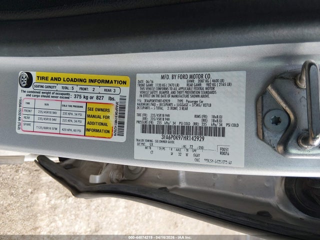 3FA6P0K97HR142929 Ford Fusion Titanium