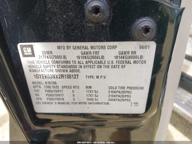 2002 CADILLAC ESCALADE 1GYEK63NX2R108127 Photo 8