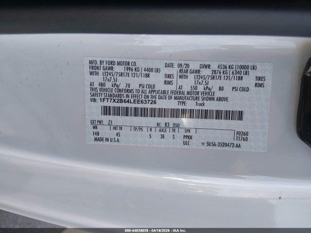 Ford F-250 Xl 2020 1FT7X2B64LEE63726 Image 9
