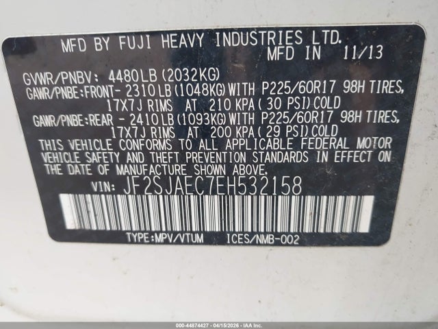 2014 SUBARU FORESTER JF2SJAEC7EH532158 Photo 8