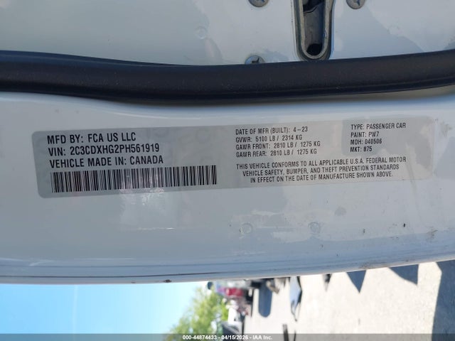 44874433 :رقم المزاد ، 2C3CDXHG2PH561919 vin ، 2023 Dodge Charger Gt مزاد بيع