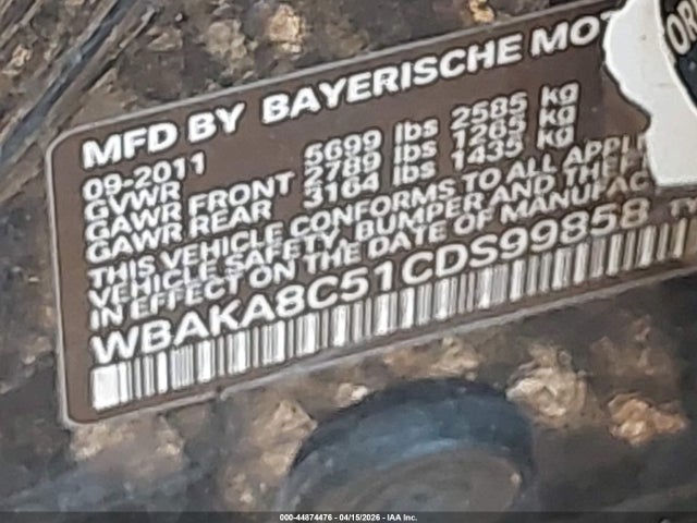 2012 Bmw 750i მანქანა იყიდება აუქციონზე, vin: WBAKA8C51CDS99858, აუქციონის ნომერი: 44874476