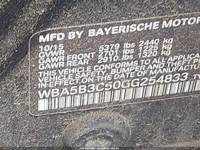 Aukcja sprzedaży 2016 Bmw 535i Xdrive, vin: WBA5B3C50GG254833, numer aukcji: 44874481