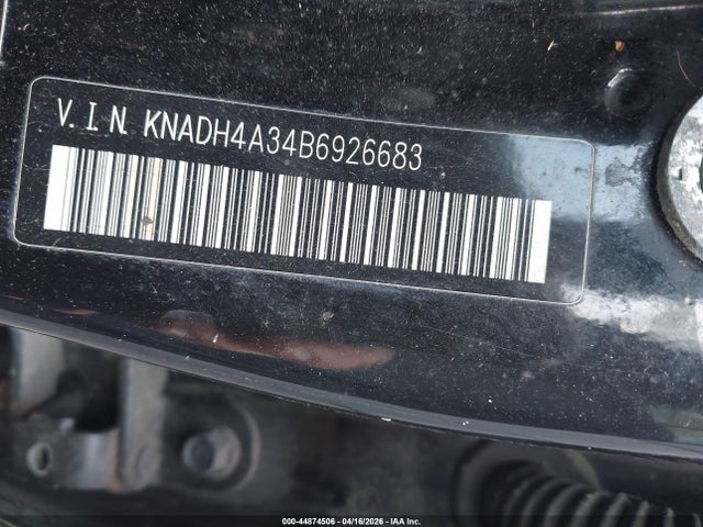 2011 Kia Rio Lx მანქანა იყიდება აუქციონზე, vin: KNADH4A34B6926683, აუქციონის ნომერი: 44874506