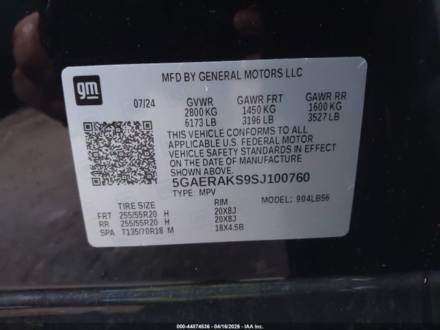 44874536 :رقم المزاد ، 5GAERAKS9SJ100760 vin ، 2025 Buick Enclave Preferred Fwd مزاد بيع