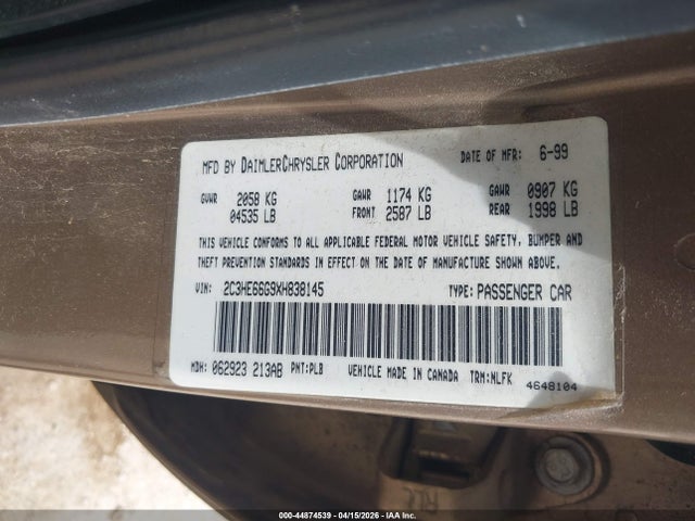 Продаж на аукціоні авто 1999 Chrysler 300m, vin: 2C3HE66G9XH838145, номер лоту: 44874539