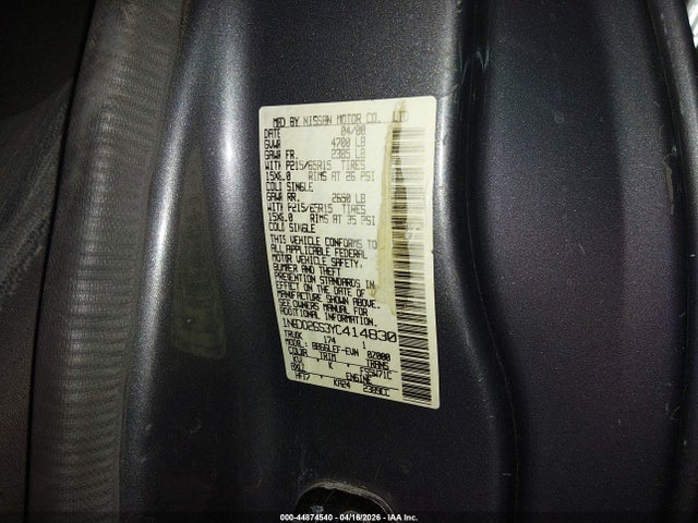 44874540 :رقم المزاد ، 1N6DD26S3YC414830 vin ، 2000 Nissan Frontier Xe مزاد بيع