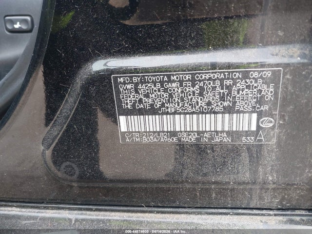 2010 LEXUS IS 250 JTHBF5C28A5107785 Photo 8