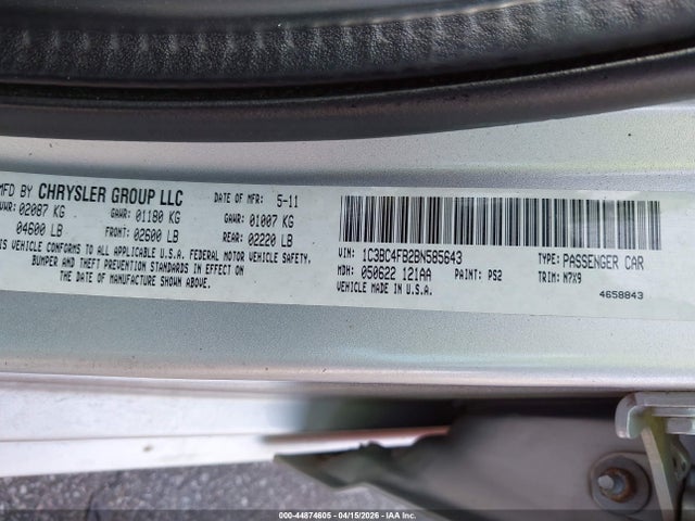 Продажа на аукционе авто 2011 Chrysler 200 Lx, vin: 1C3BC4FB2BN585643, номер лота: 44874605