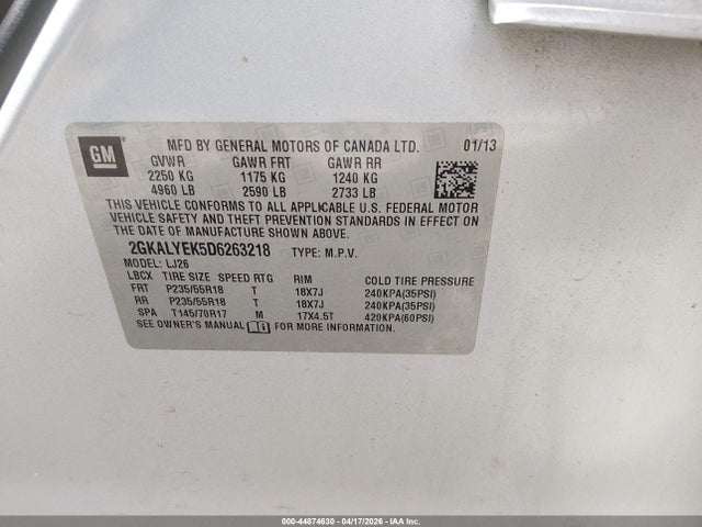Aukcja sprzedaży 2013 Gmc Terrain Denali, vin: 2GKALYEK5D6263218, numer aukcji: 44874630
