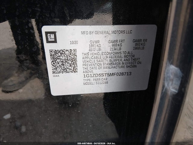 1G1ZD5ST5MF028713 Chevrolet Malibu Fwd Lt