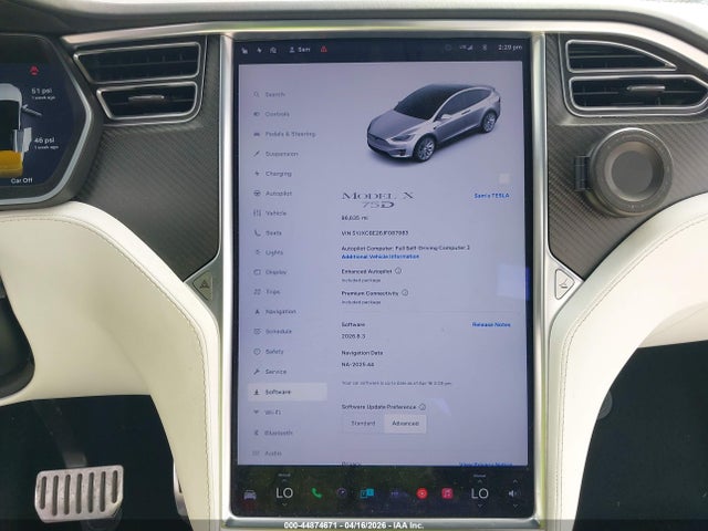 Продажа на аукционе авто 2018 Tesla Model X 100d/75d/p100d, vin: 5YJXCBE26JF087983, номер лота: 44874671