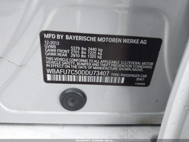 Продажа на аукционе авто 2013 Bmw 535i Xdrive, vin: WBAFU7C50DDU73407, номер лота: 44874672