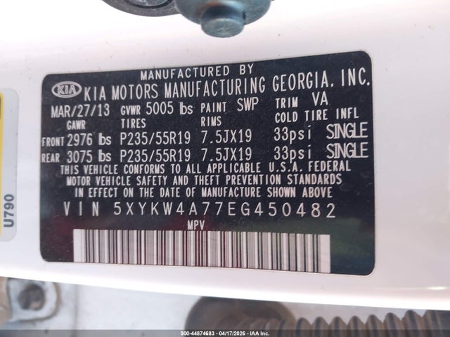 KIA Sorento Limited V6 2014 5XYKW4A77EG450482 Image 9