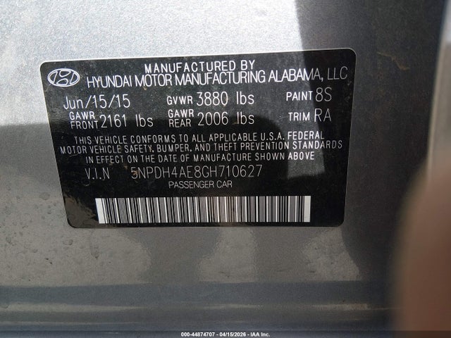 Продаж на аукціоні авто 2016 Hyundai Elantra Se, vin: 5NPDH4AE8GH710627, номер лоту: 44874707