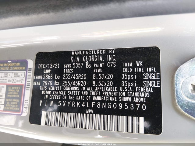 KIA SORENTO SX 2022 5XYRK4LF8NG095370 Image 9
