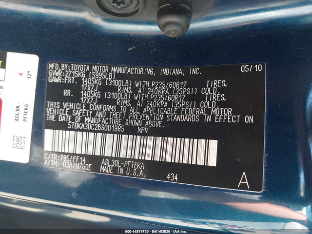 2011 TOYOTA SIENNA 5TDKA3DC2BS001985 Photo 8