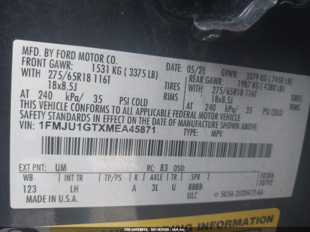 2021 FORD EXPEDITION 1FMJU1GTXMEA45871 Photo 8