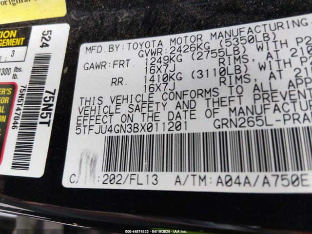 Aukcja sprzedaży 2011 Toyota Tacoma Prerunner V6, vin: 5TFJU4GN3BX011201, numer aukcji: 44874822
