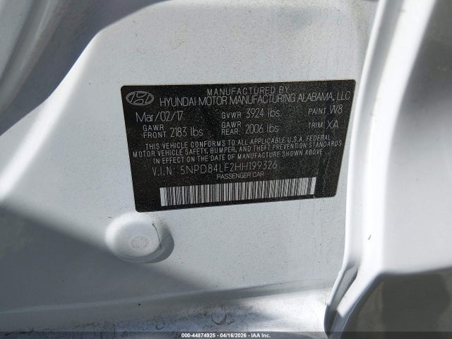 Aukcja sprzedaży 2017 Hyundai Elantra Se, vin: 5NPD84LF2HH199326, numer aukcji: 44874925