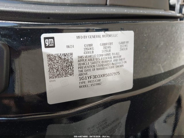 Продаж на аукціоні авто 2024 Chevrolet Corvette Z06 Rwd  3lz, vin: 1G1YF3D3XR5607975, номер лоту: 44874995