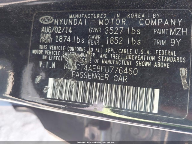 KMHCT4AE8EU776460 Hyundai ACCENT GLS