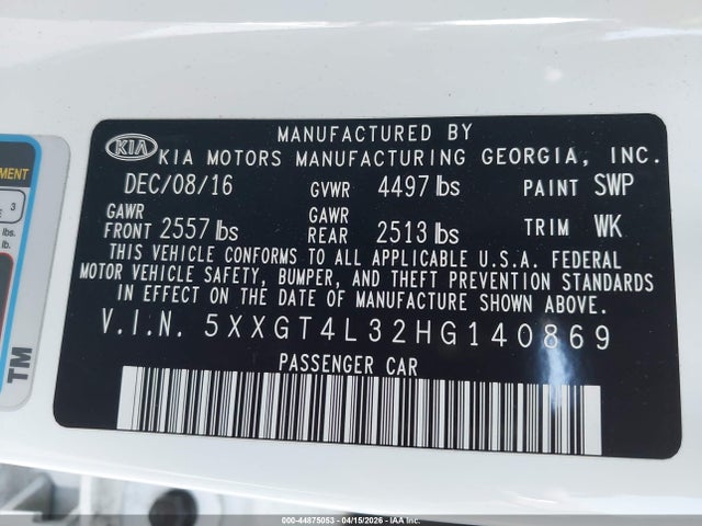 5XXGT4L32HG140869 KIA Optima Lx