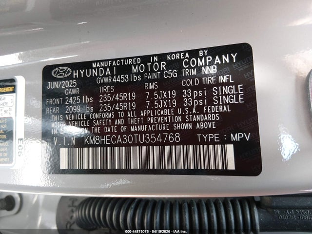 Продажа на аукционе авто 2026 Hyundai Kona Limited, vin: KM8HECA30TU354768, номер лота: 44875075