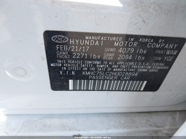 2017 HYUNDAI IONIQ HYBRID KMHC75LC2HU028894 Photo 8