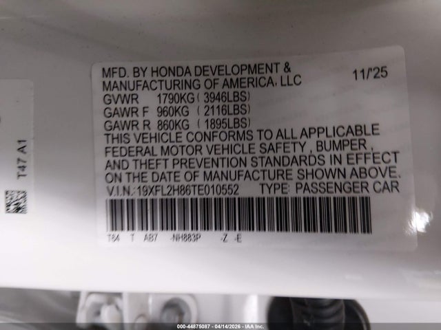 Honda Civic Sport 2026 19XFL2H86TE010552 Image 9