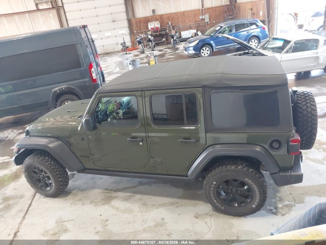 Auction sale of the 2021 Jeep Wrangler Unlimited Willys 4x4, vin: 1C4HJXDG4MW579996, lot number: 44875107