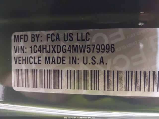 Auction sale of the 2021 Jeep Wrangler Unlimited Willys 4x4, vin: 1C4HJXDG4MW579996, lot number: 44875107